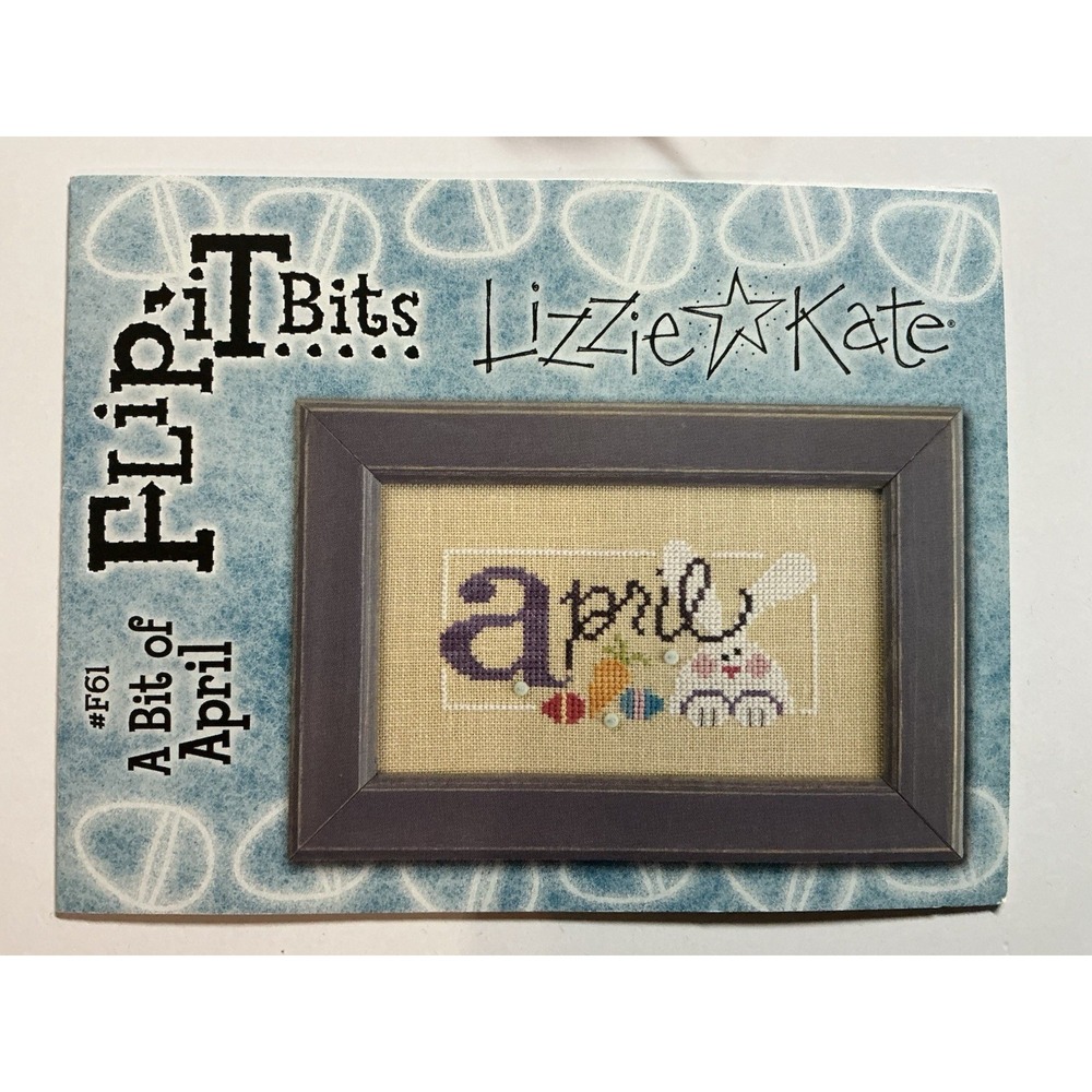 Lizzie Kate Flip It Bits APRIL Counted X Stitch Pattern Button Charm Thread